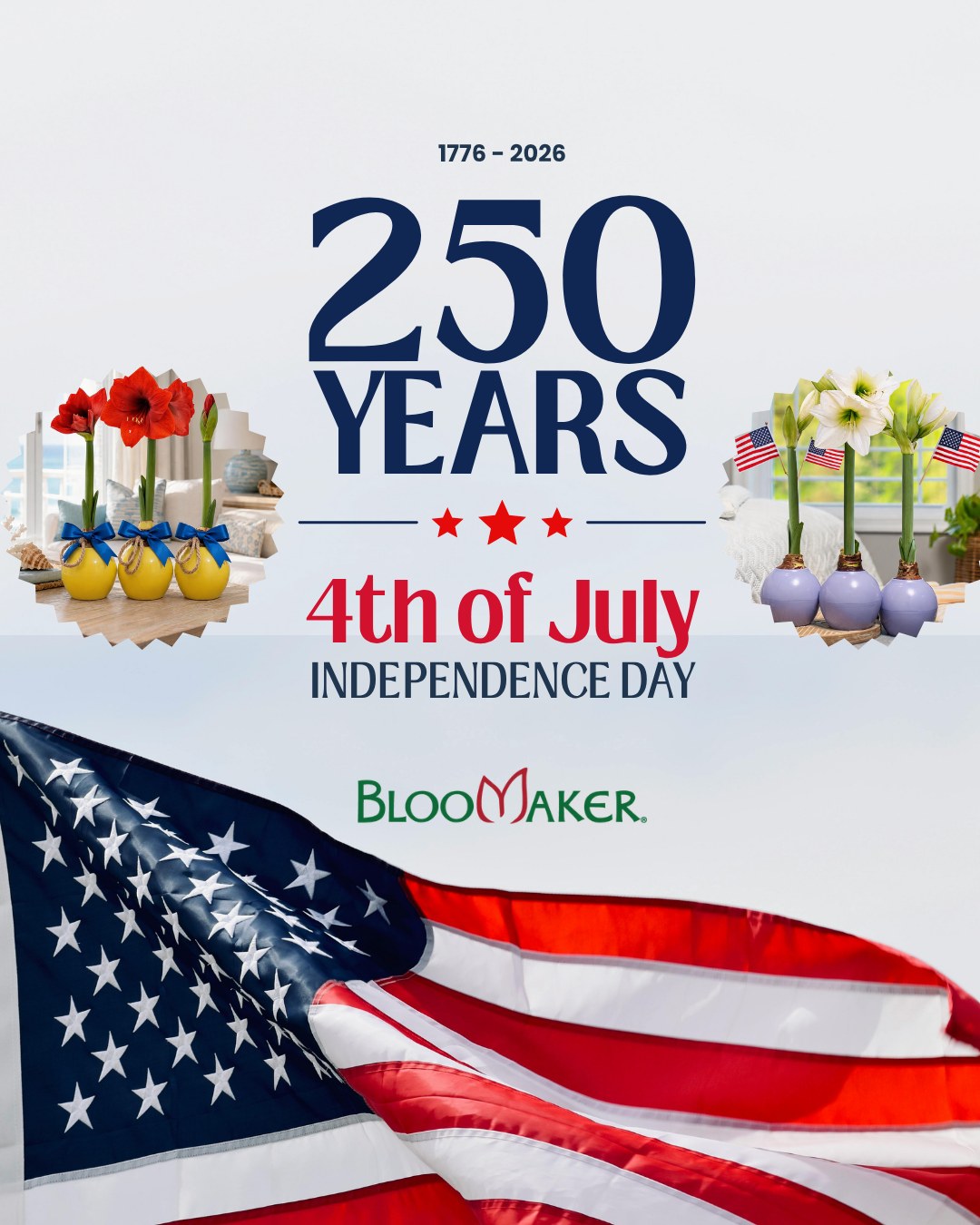 Red. White. Bloom. 🇺🇸🌸

250 years of America: and flowers have been there for all of it.

Wishing you a beautiful Fourth from everyone at Bloomaker. How are you celebrating? Drop it below 👇