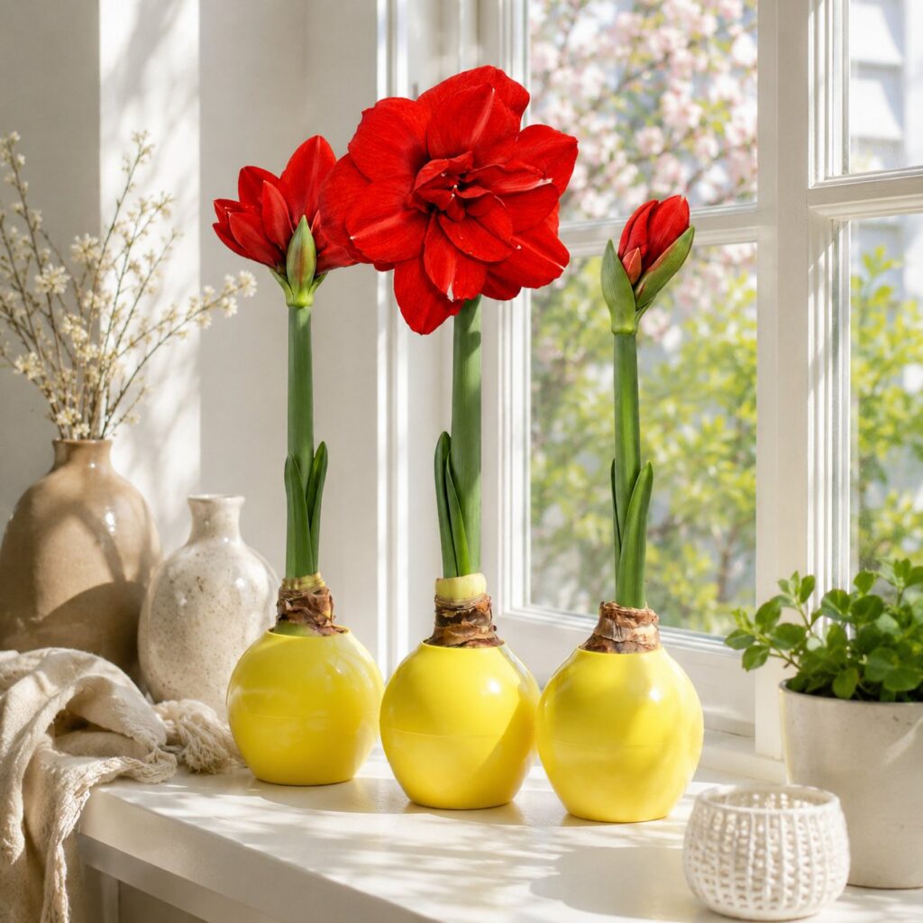 Graduation Flower Gifts: What to Send and What Each Flower Means 1 The Bloomaker™ Ball hydroponic amaryllis growing vessel with colorful blooms, unique Father's Day gift for dads who have everything